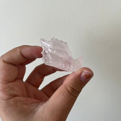 Rose Quartz Dragon Heads