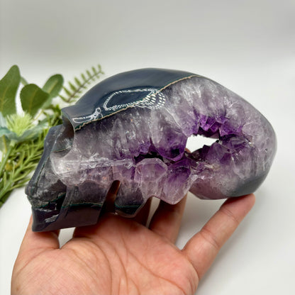 Amethyst in Agate Alien Skull