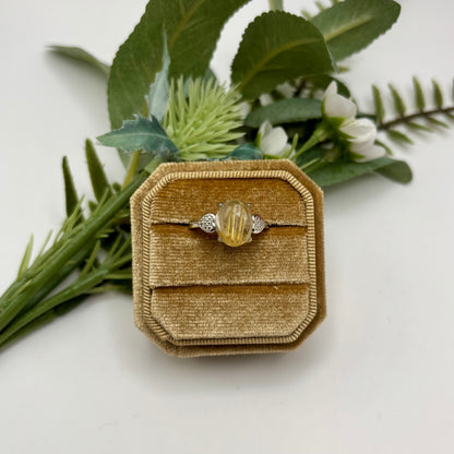 Golden Rutile in Quartz Rings