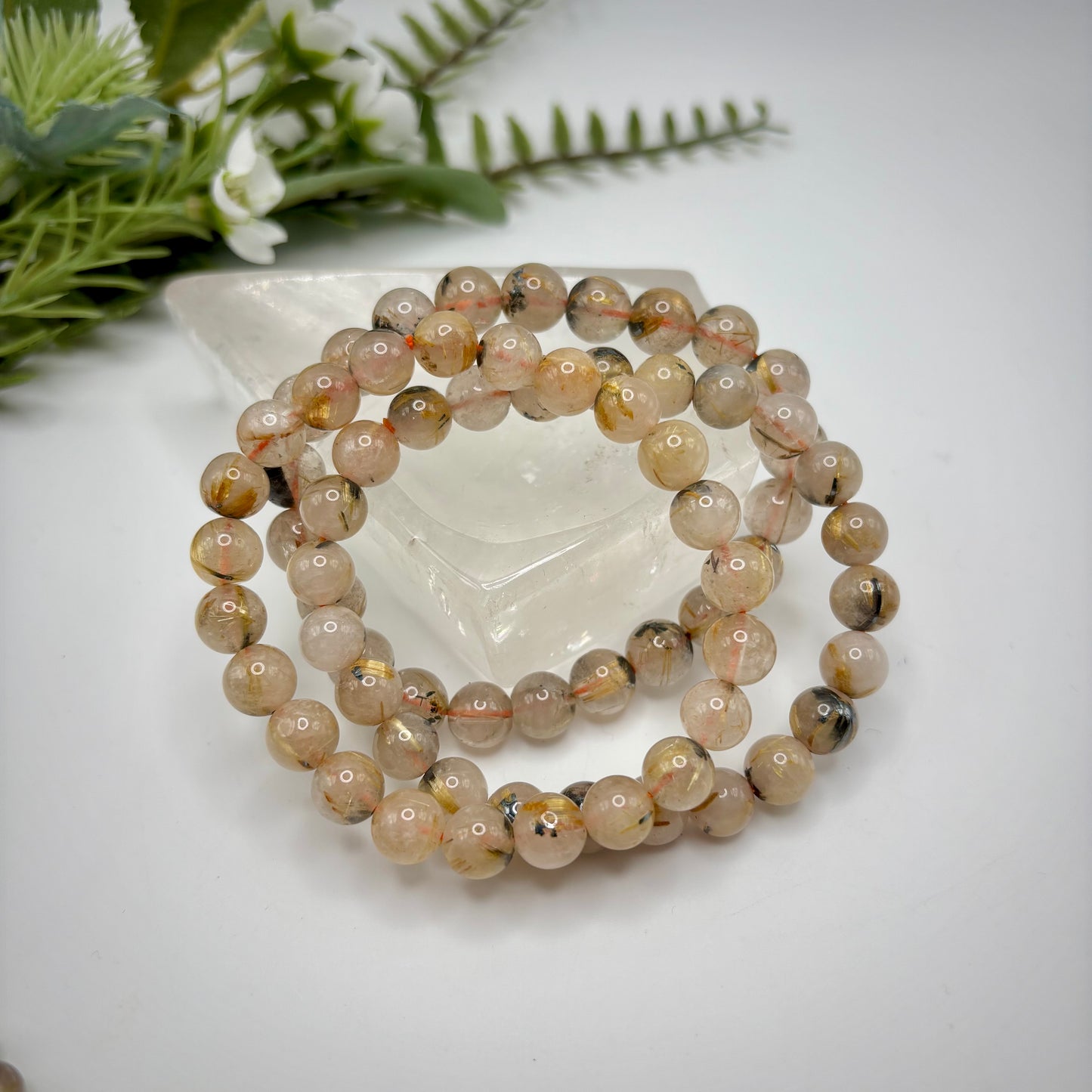 Golden Rutile in Quartz Bracelets
