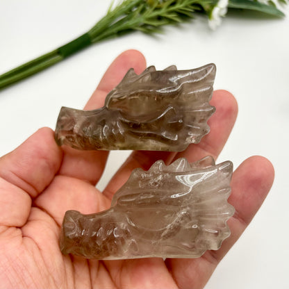 Smokey Quartz Dragon Heads