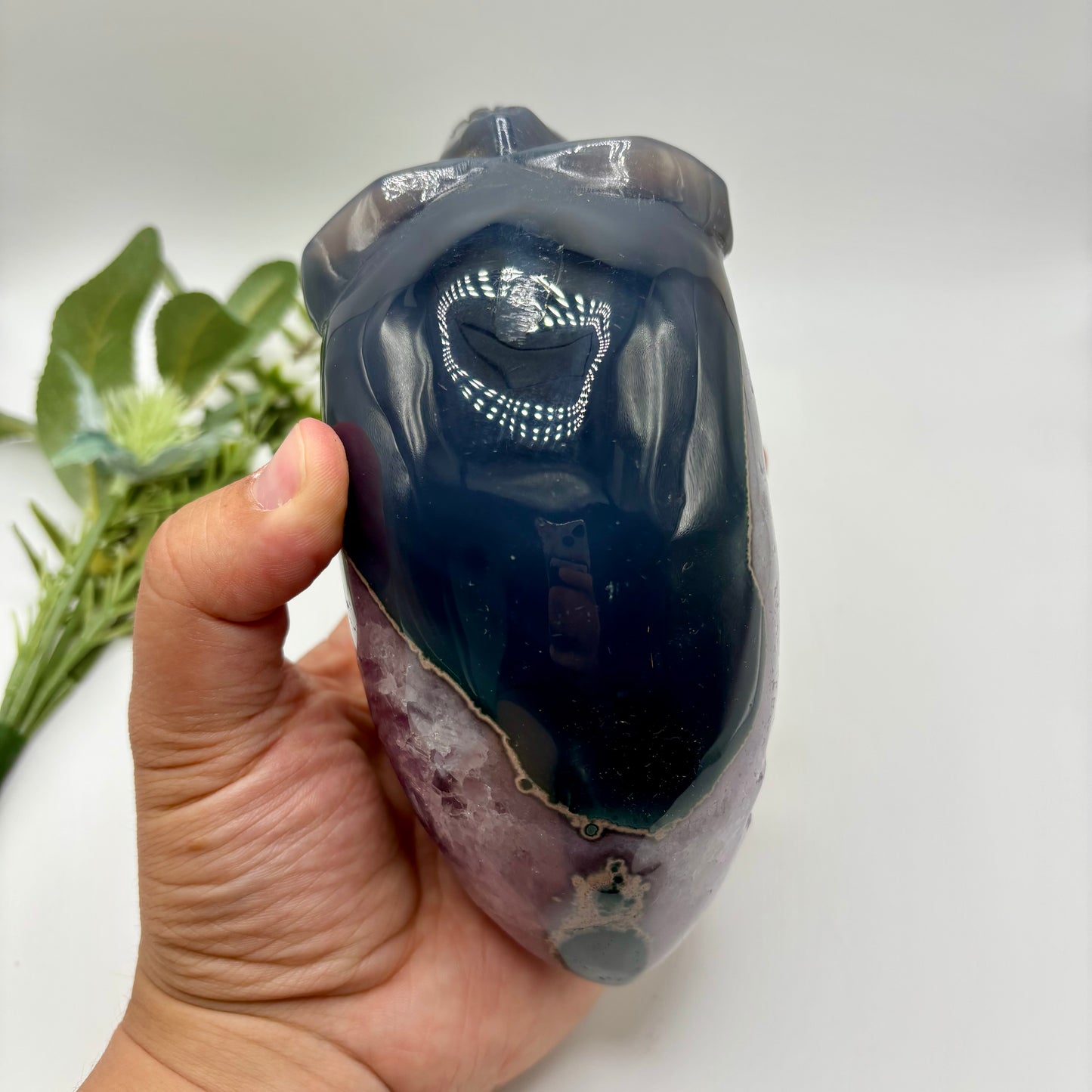Amethyst in Agate Alien Skull