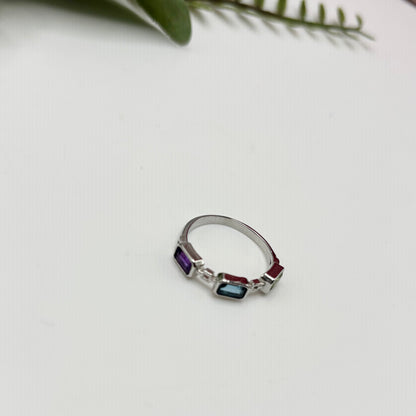 Topaz, Peridot, and Amethyst Ring