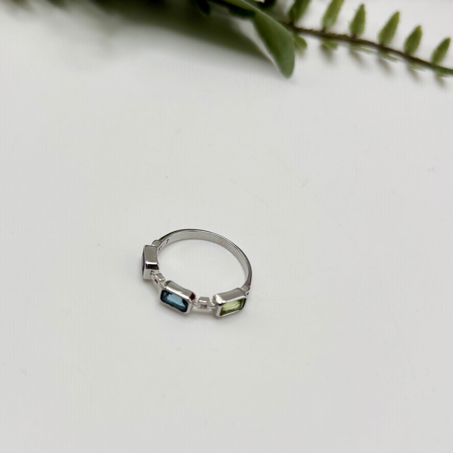 Topaz, Peridot, and Amethyst Ring