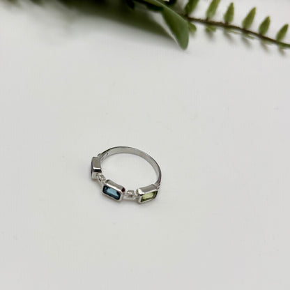 Topaz, Peridot, and Amethyst Ring