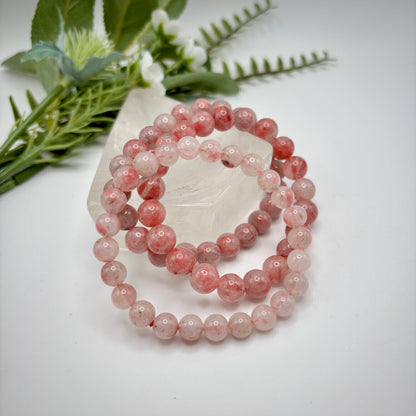 Pink Tourmaline in Quartz Bracelets