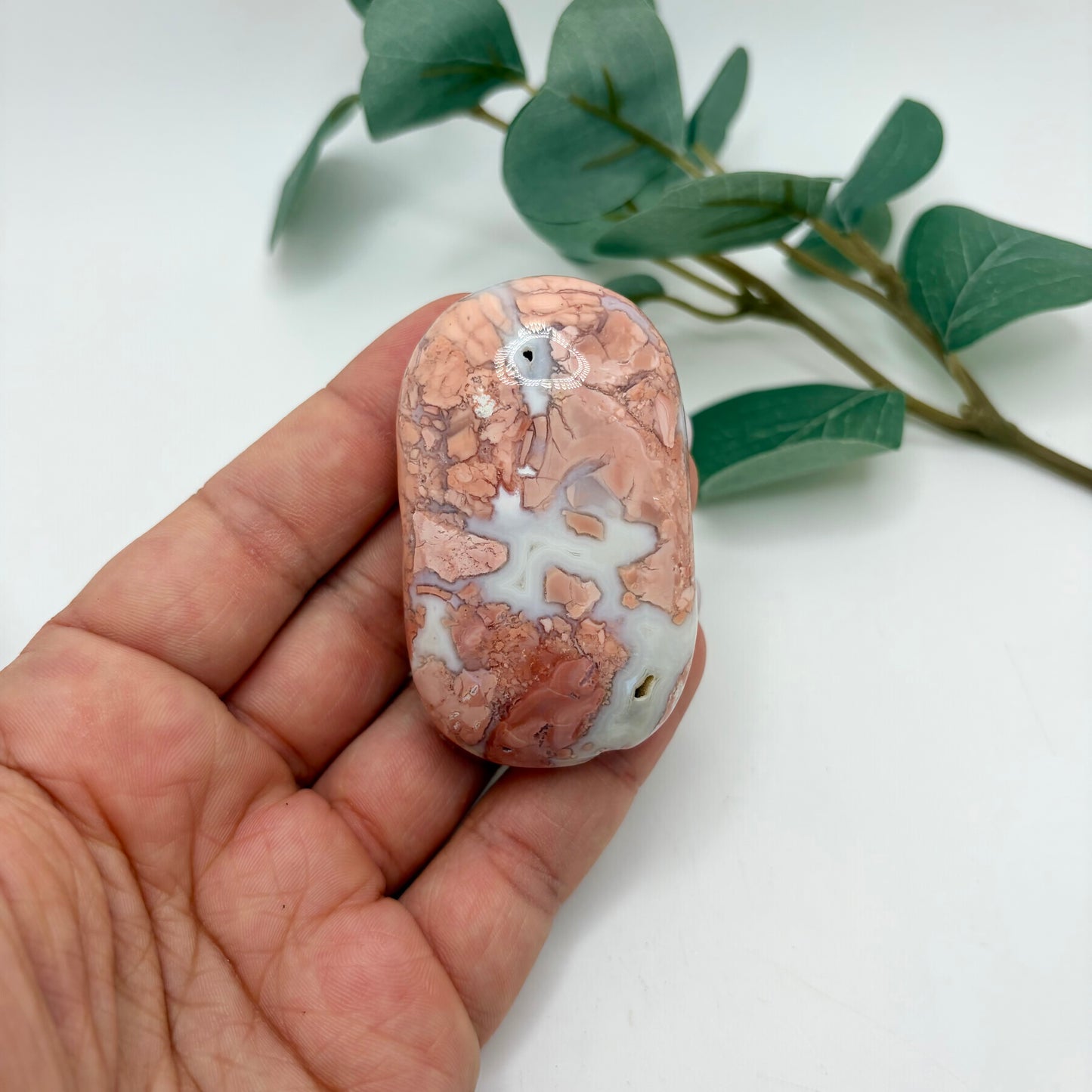 Pink Agate Palm Stone