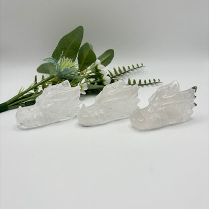 Clear Quartz Dragon Heads