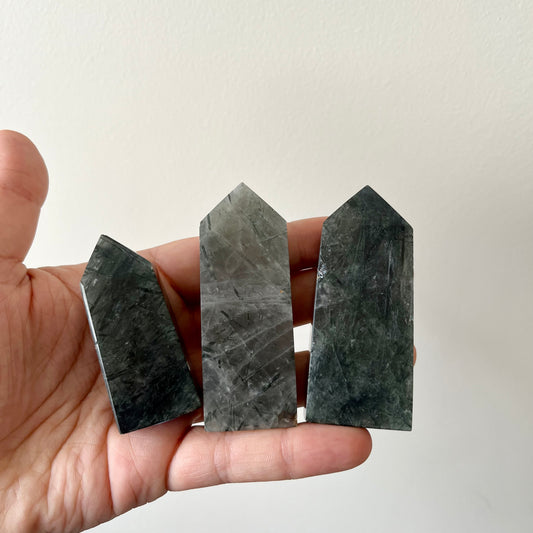 Green Tourmaline in Quartz Towers