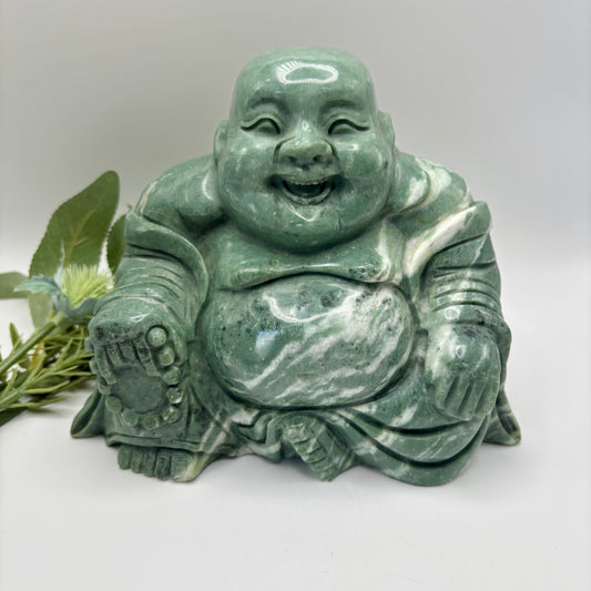 XL Jade Smiling Buddha