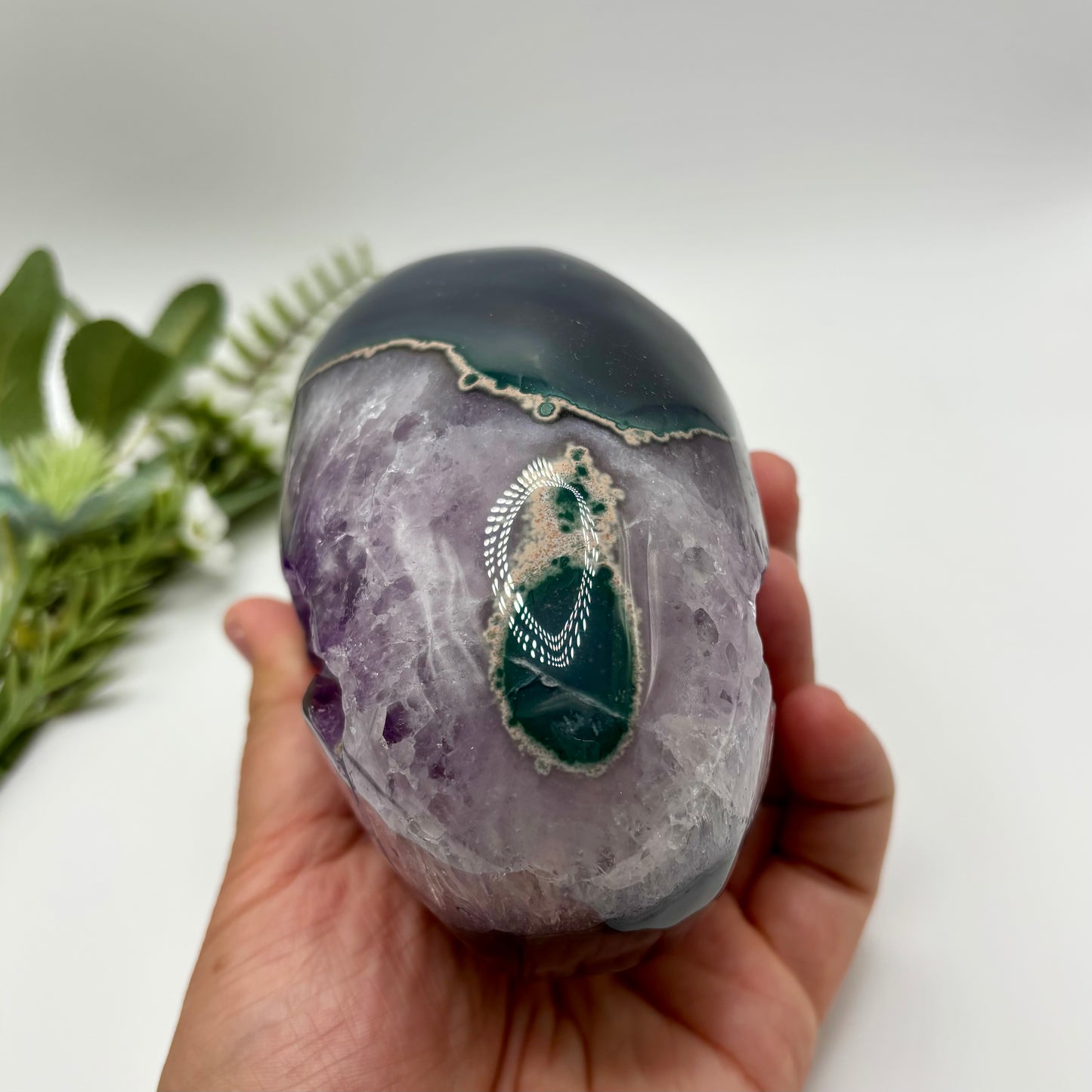 Amethyst in Agate Alien Skull