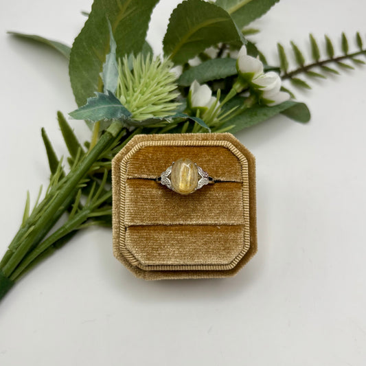 Golden Rutile in Quartz Rings