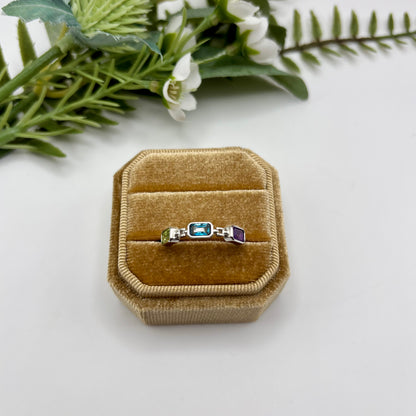 Topaz, Peridot, and Amethyst Ring