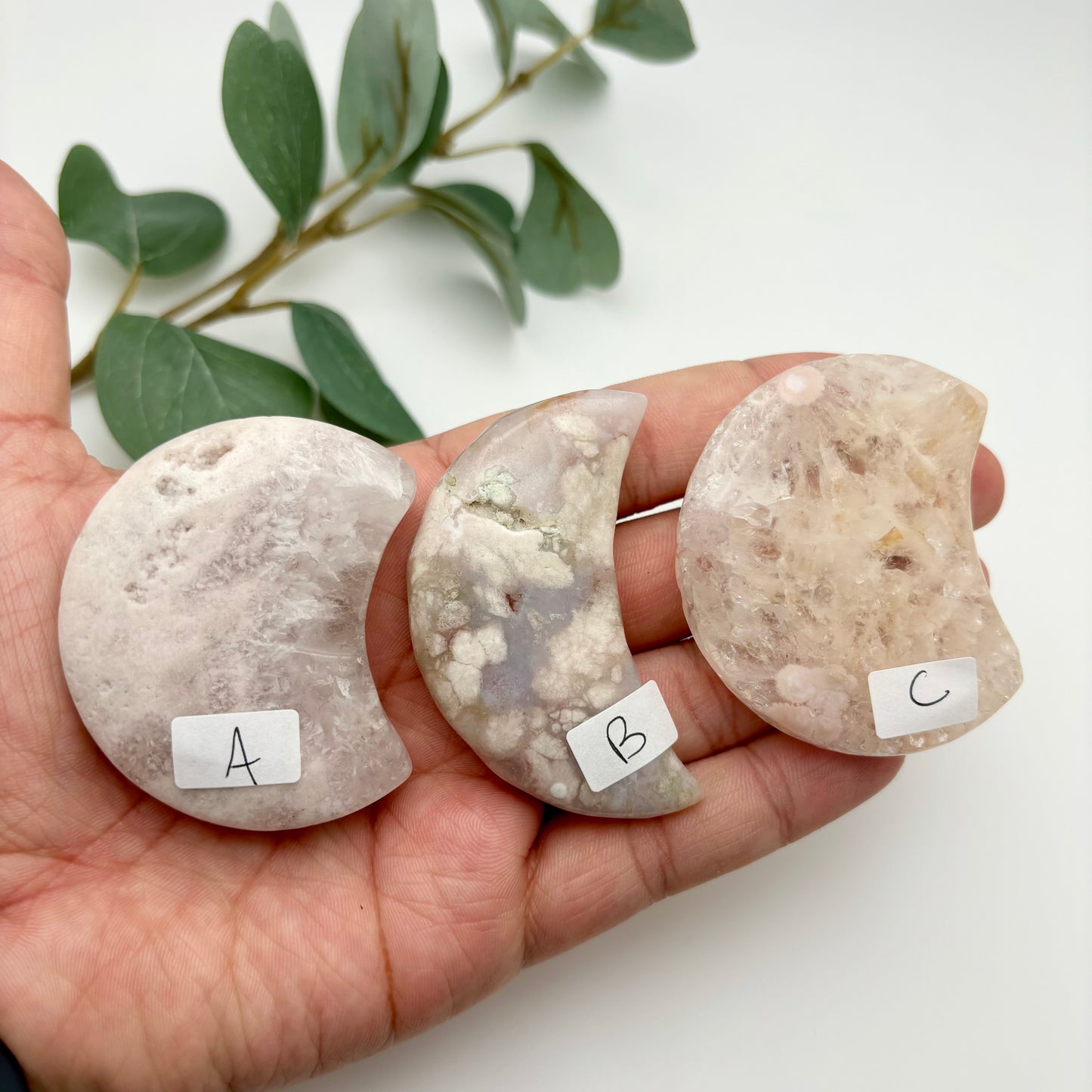 Flower Agate with Pink Amethyst Moons