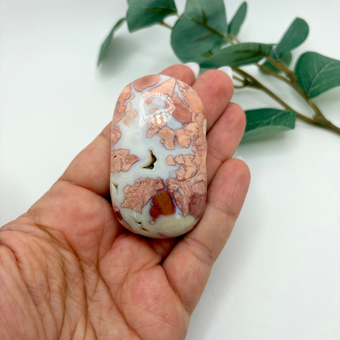 Pink Agate Palm Stone