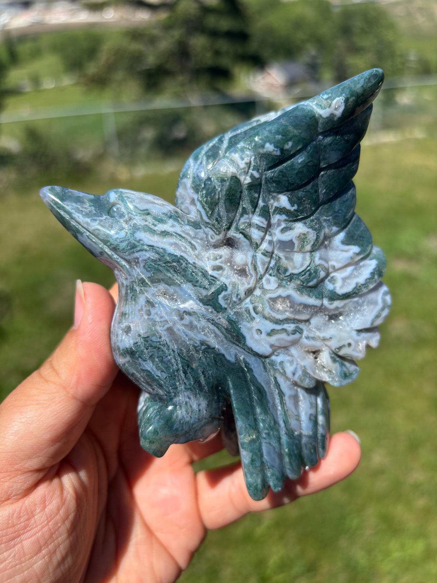 Moss Agate Hummingbird