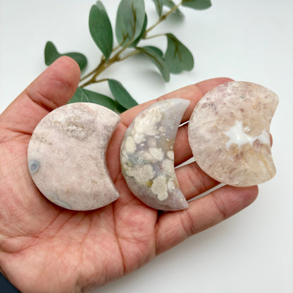 Flower Agate with Pink Amethyst Moons