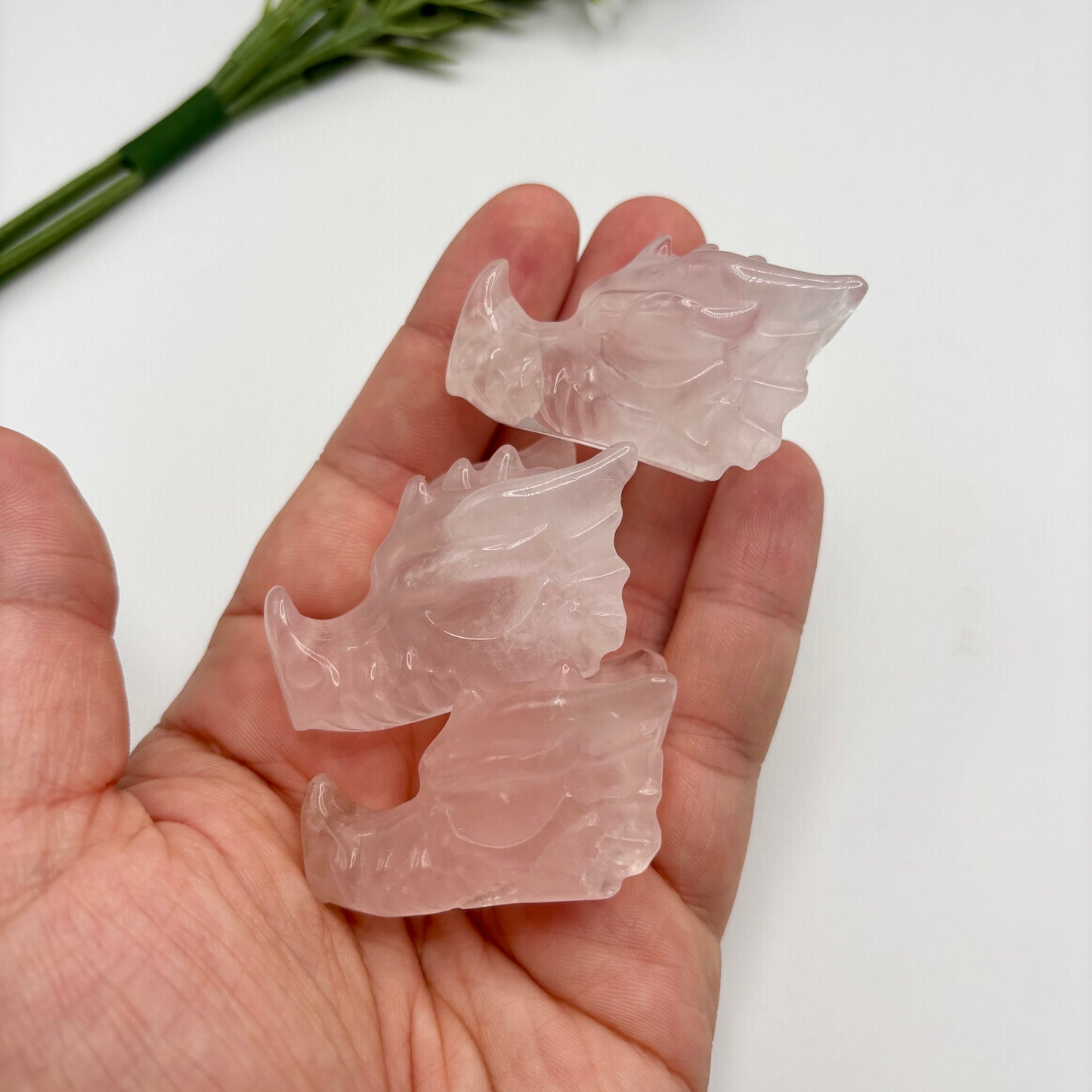 Rose Quartz Dragon Heads