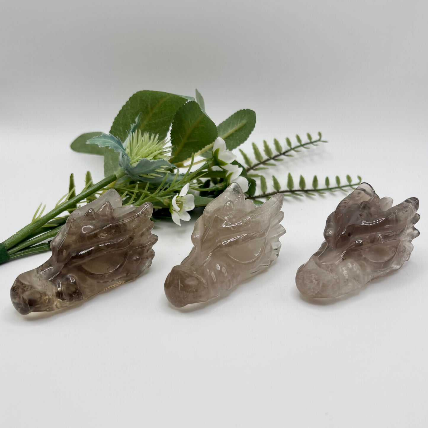 Smokey Quartz Dragon Heads