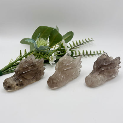 Smokey Quartz Dragon Heads