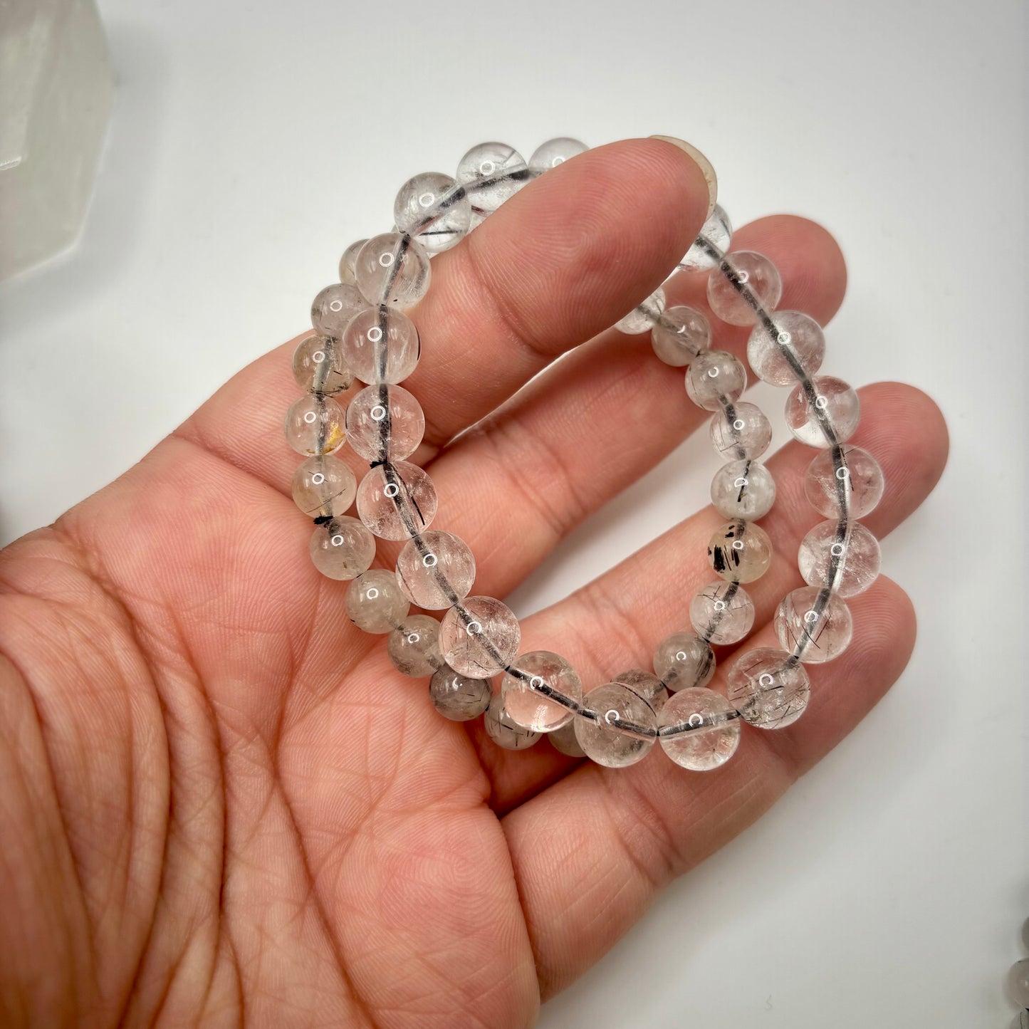 Black Tourmaline in Quartz Bracelets