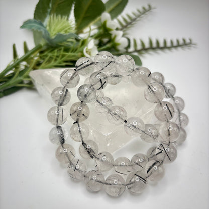Black Tourmaline in Quartz Bracelets