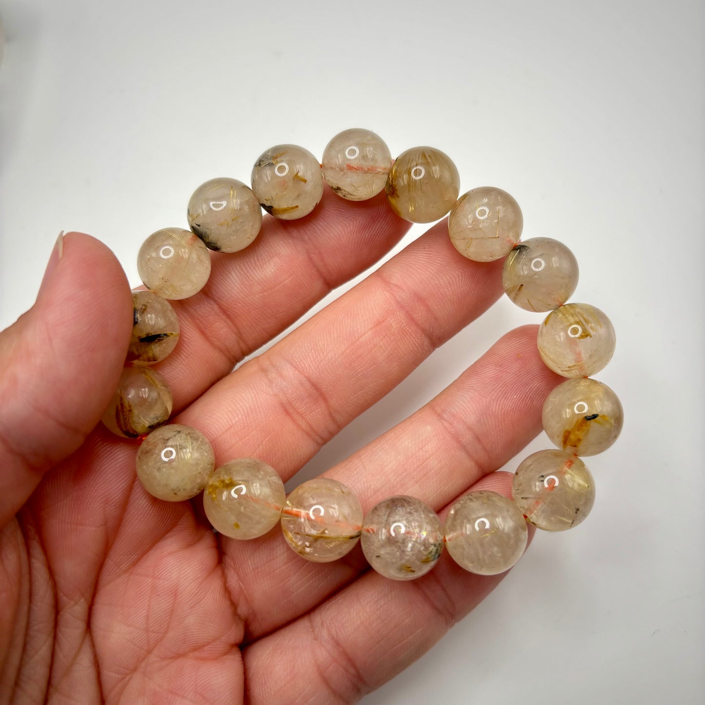 Golden Rutile in Quartz Bracelets