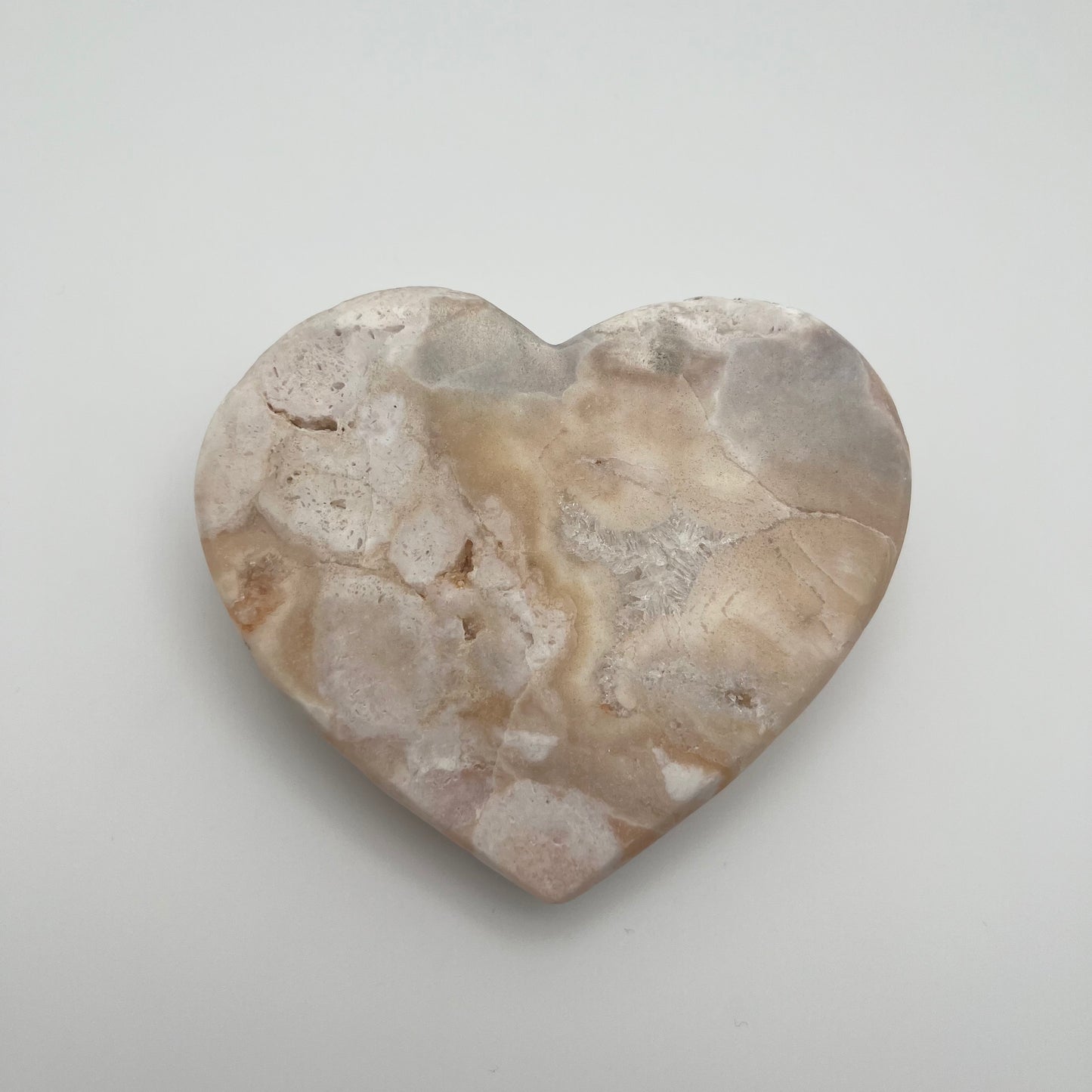 Pink Amethyst in Orange Flower Agate Heart