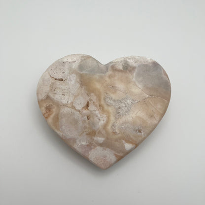 Pink Amethyst in Orange Flower Agate Heart