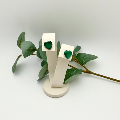 Malachite Heart Earrings