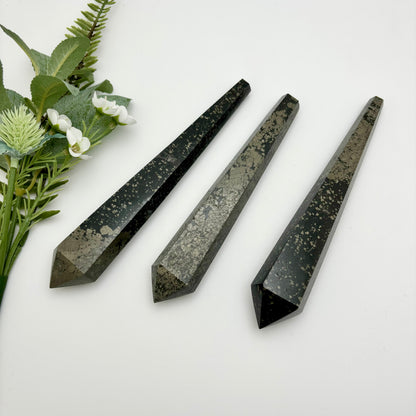 Pyrite with Shungite Sceptres