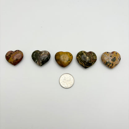 Madagascar Ocean Jasper Hearts (Yellow/Green/Pink)