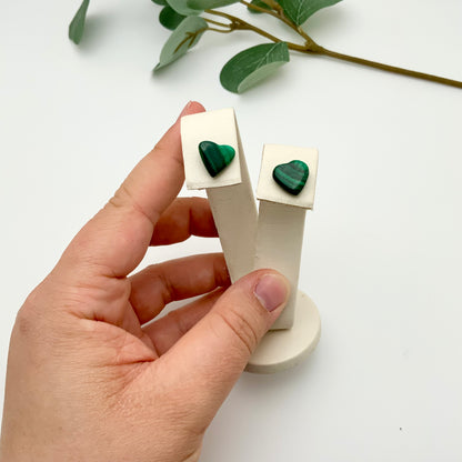 Malachite Heart Earrings
