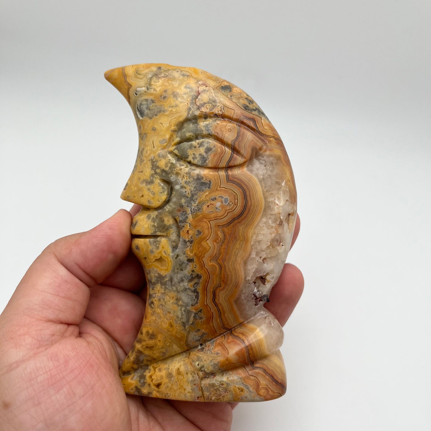 Crazy Lace Agate Standing Moons