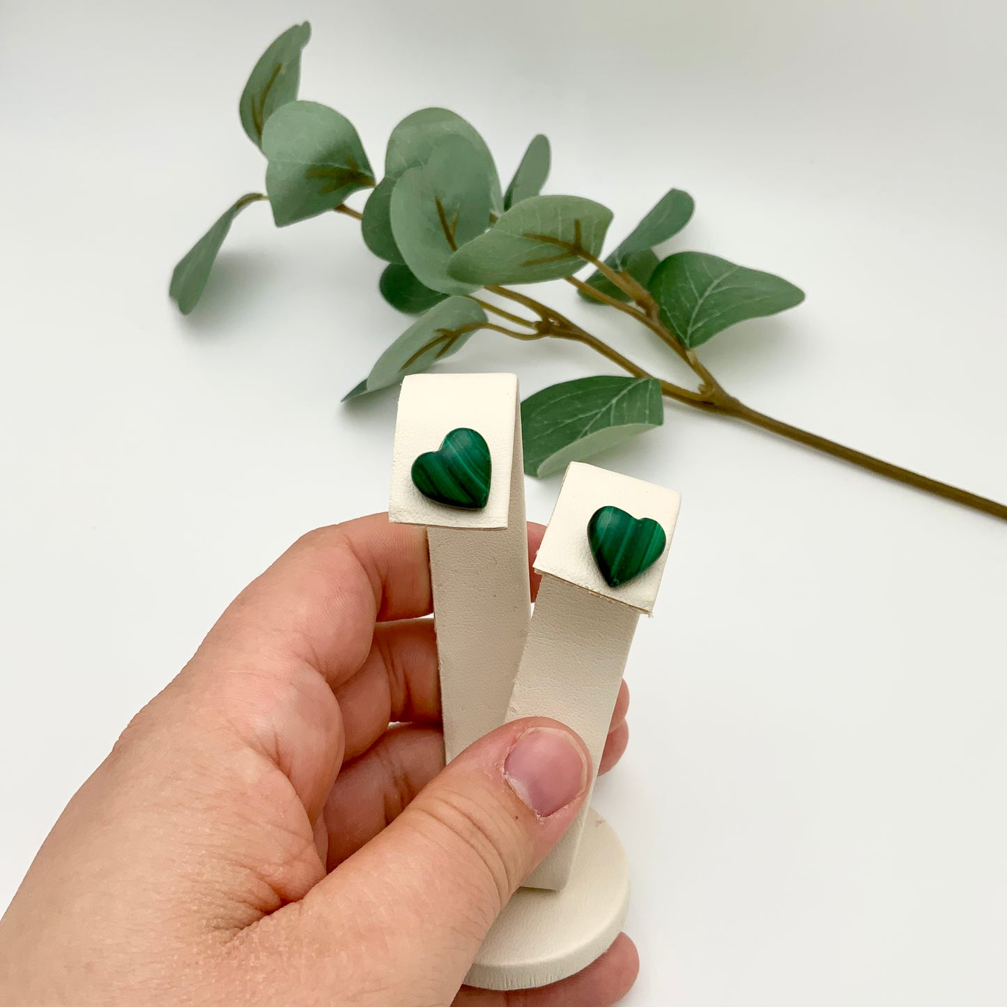 Malachite Heart Earrings