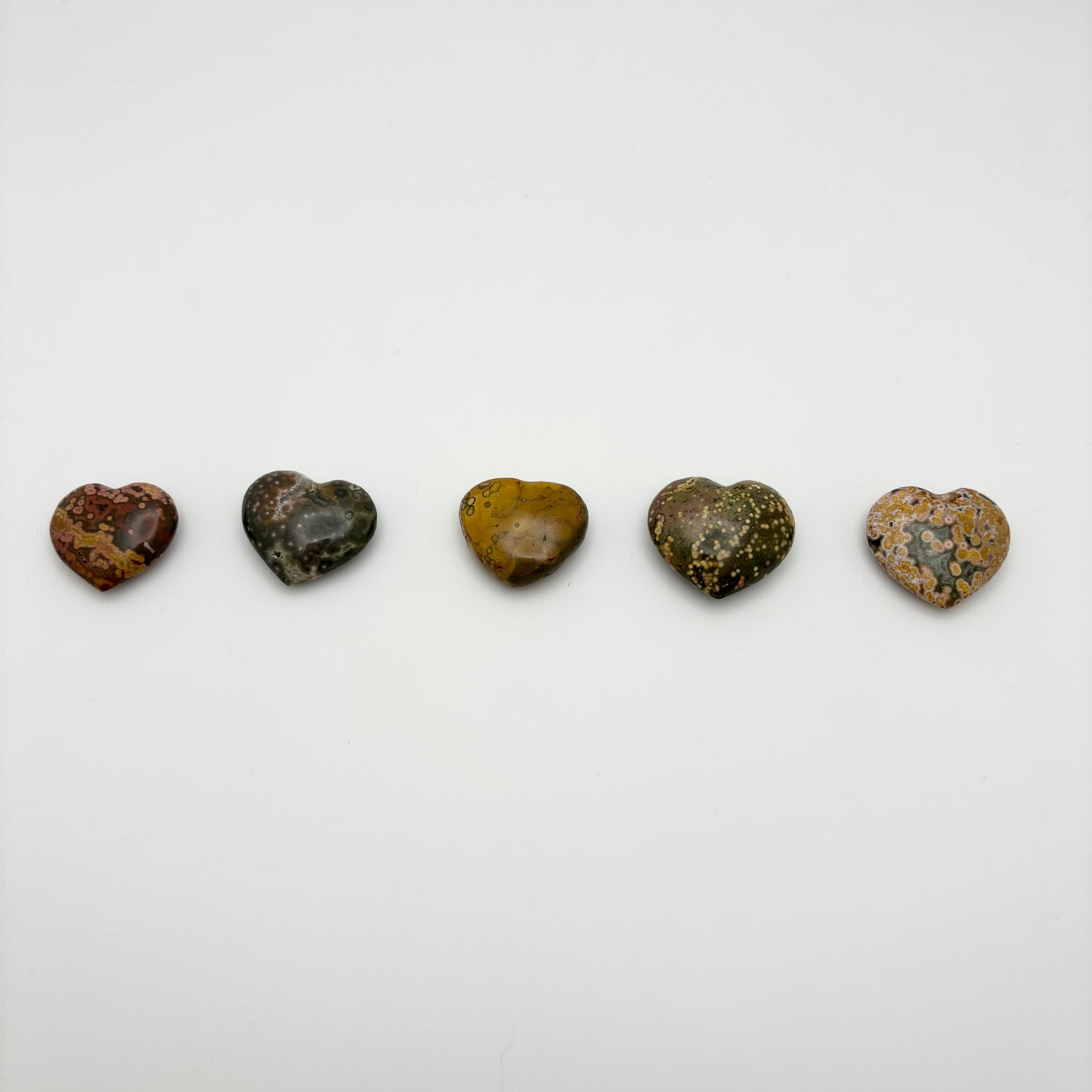 Madagascar Ocean Jasper Hearts (Yellow/Green/Pink)