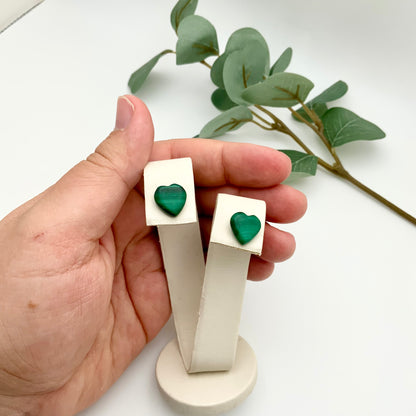 Malachite Heart Earrings