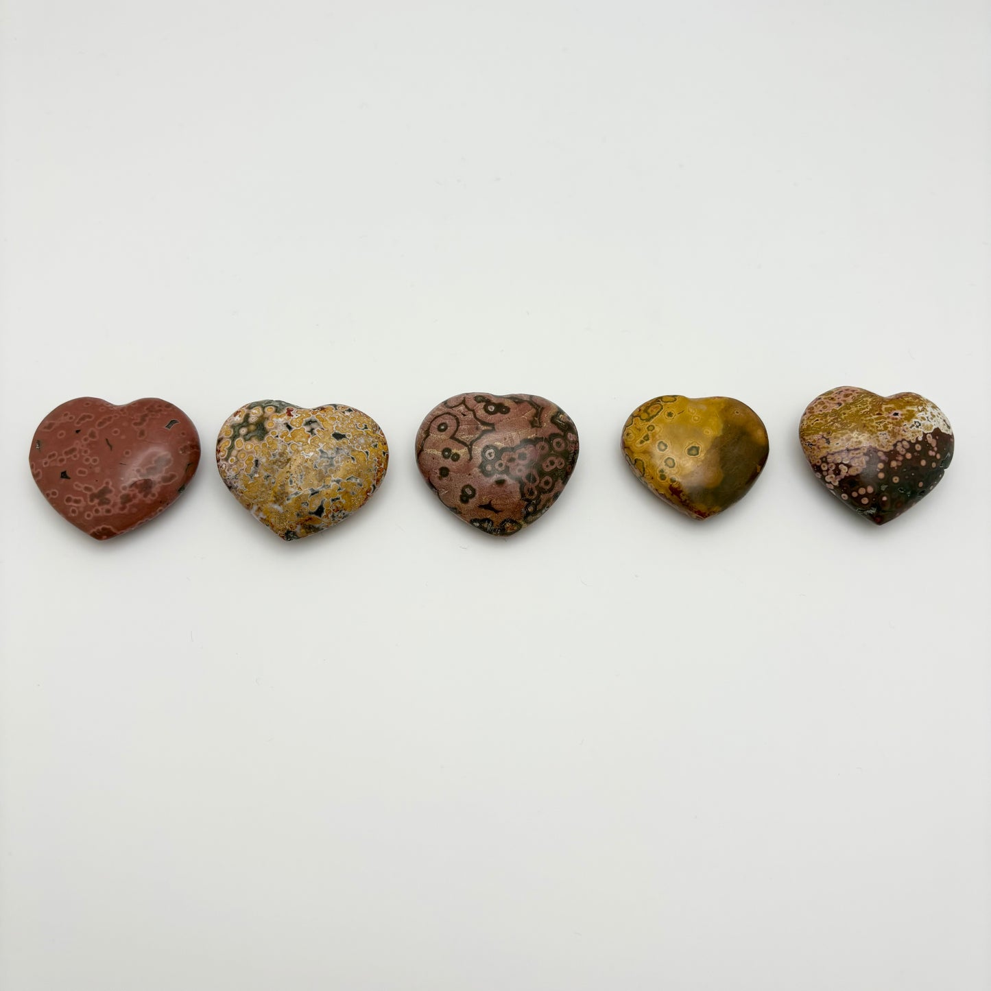Madagascar Ocean Jasper Hearts (Yellow/Green/Pink)