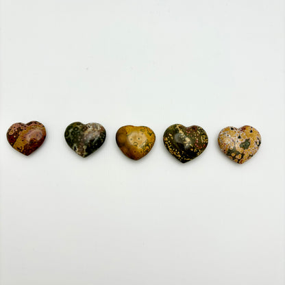 Madagascar Ocean Jasper Hearts (Yellow/Green/Pink)