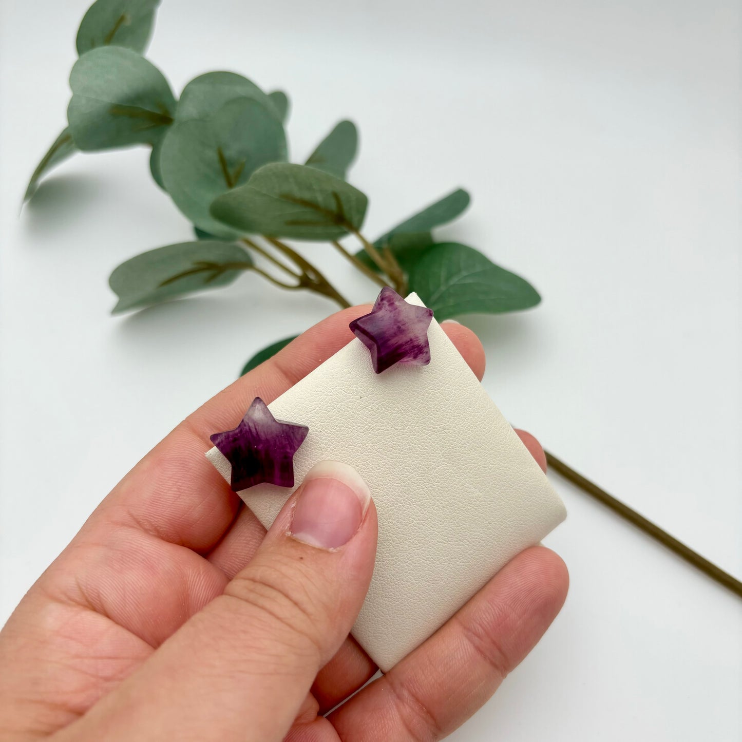 Purple Fluorite Star Earrings