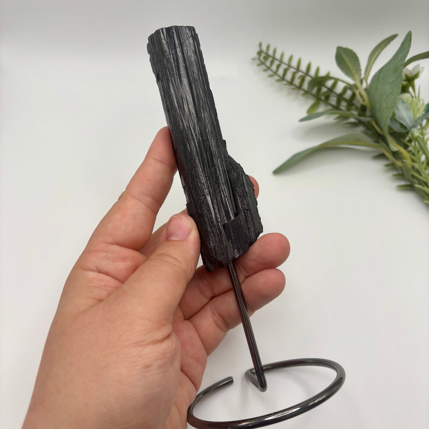 Raw Black Tourmaline Chunks on Stands