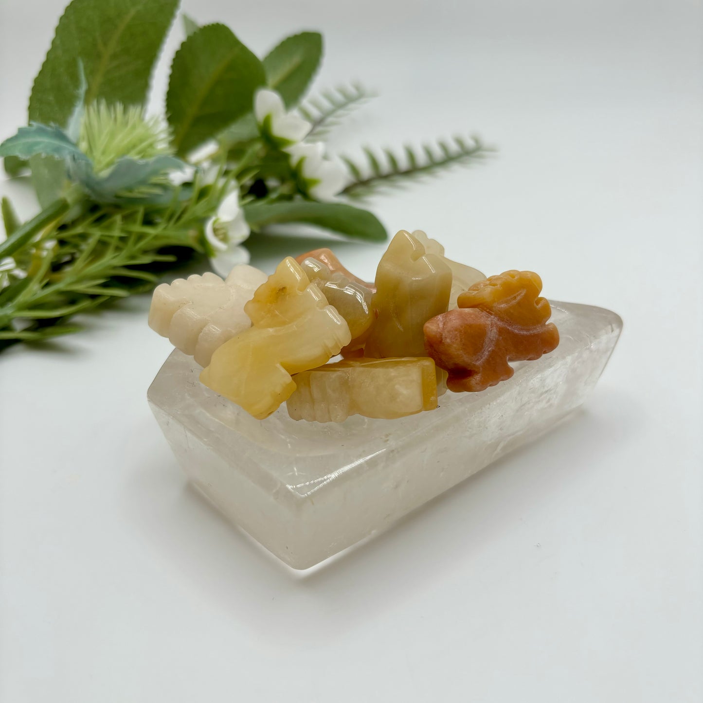 Mini Yellow Jade Chinese Dragons