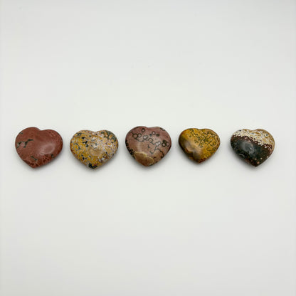 Madagascar Ocean Jasper Hearts (Yellow/Green/Pink)
