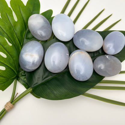 Blue Chalcedony Palm Stones