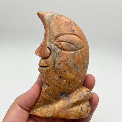 Crazy Lace Agate Standing Moons