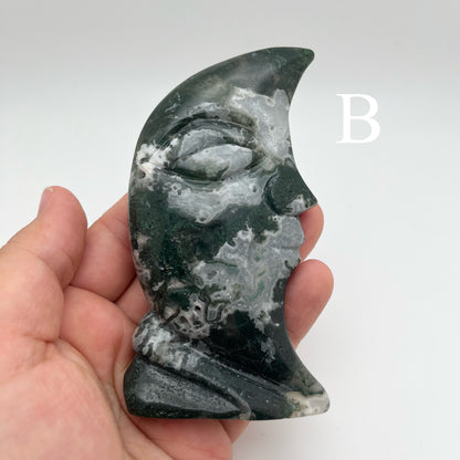 Moss Agate Standing Moons