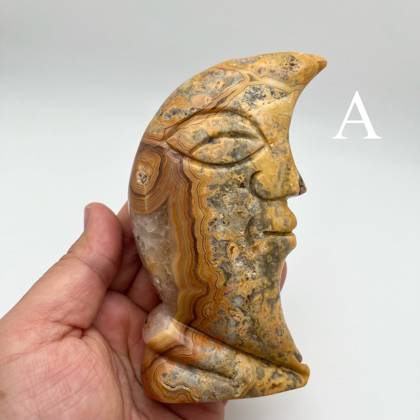 Crazy Lace Agate Standing Moons