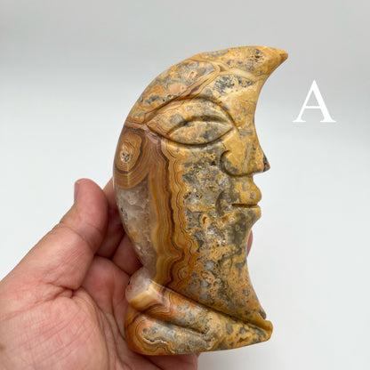 Crazy Lace Agate Standing Moons