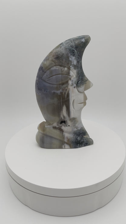 Moss Agate Standing Moons