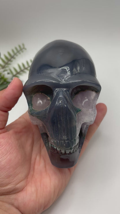 Amethyst in Agate Alien Skull